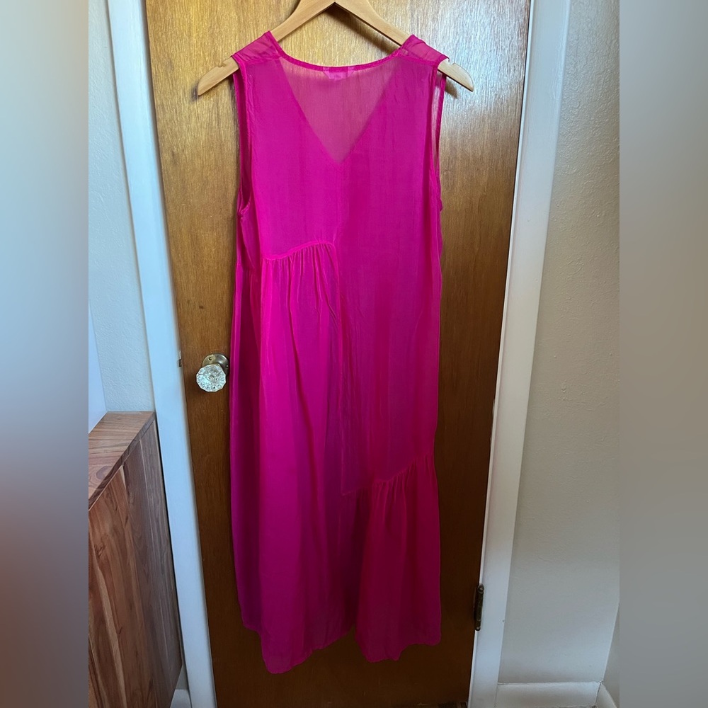 Hot Pink sheer sleeveless Ali Golden Dress - Picture 6 of 11
